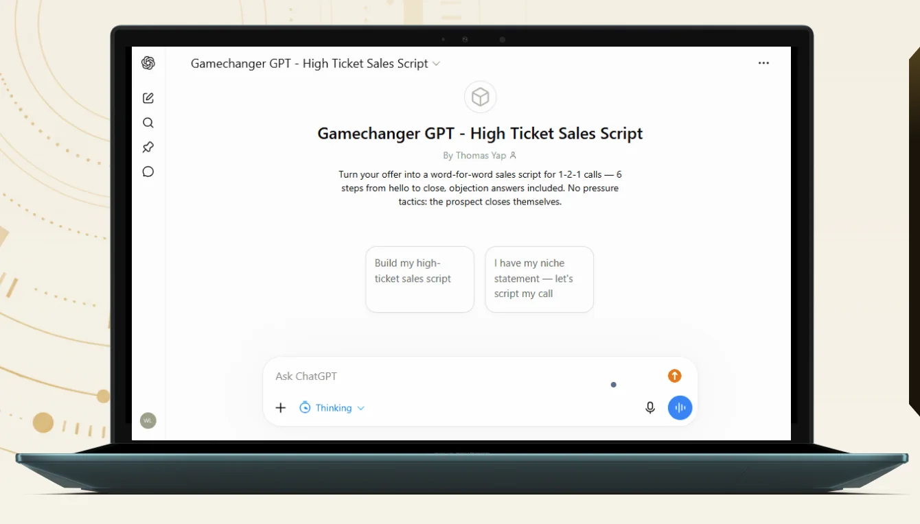 GamechangersGPT open on a laptop