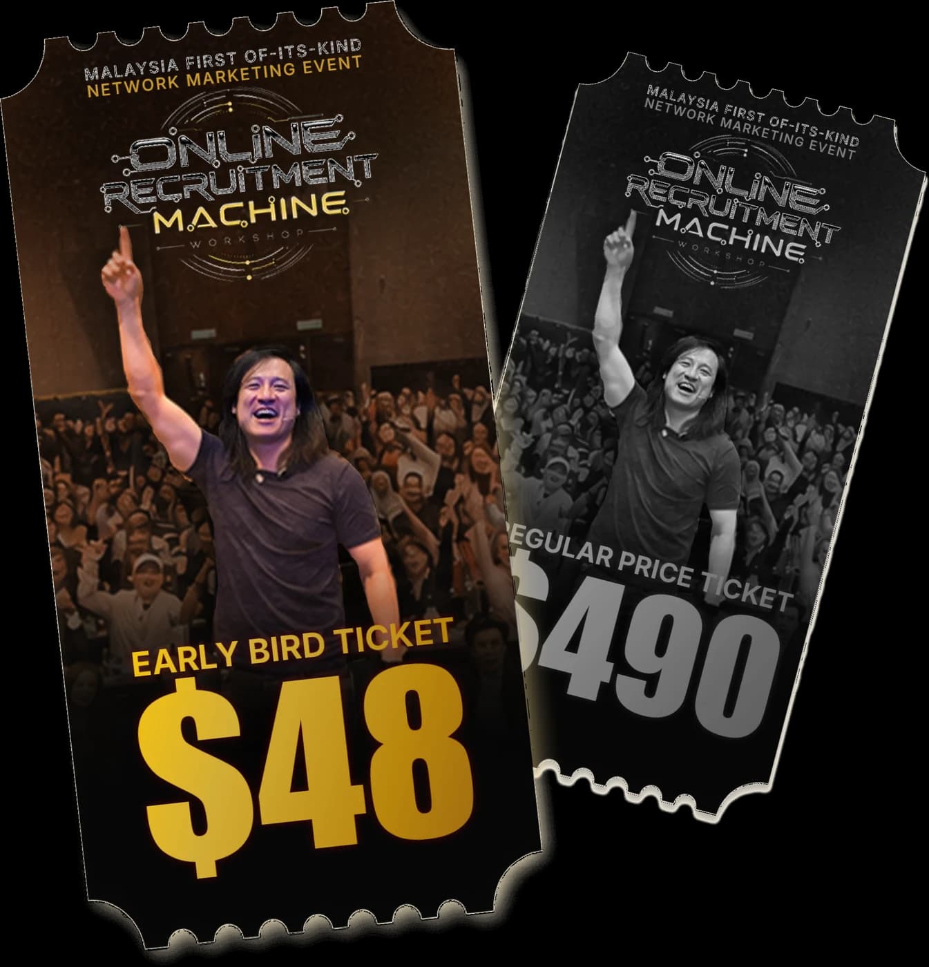 Early bird ticket at $48 beside the $498 regular price ticket